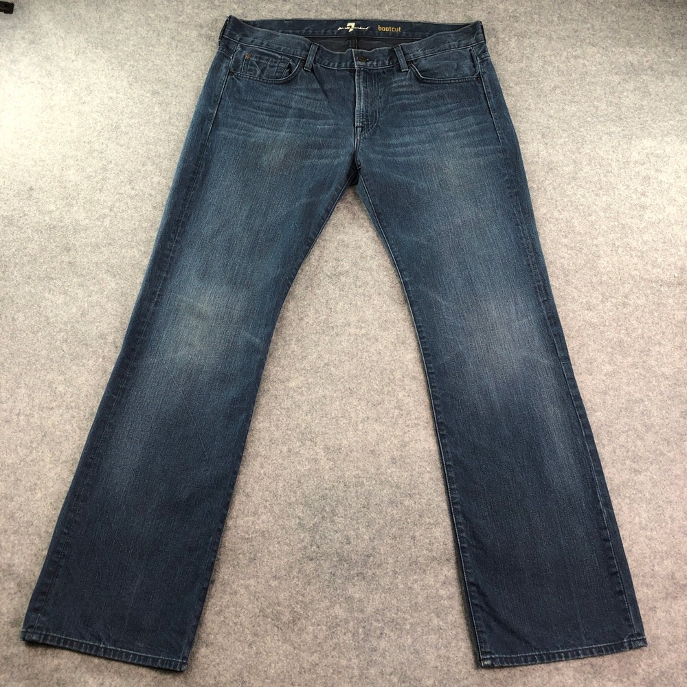 7 For All Mankind Jeans Mens 38x34 Bootcut Blue Dark Wash Mid Rise Cotton